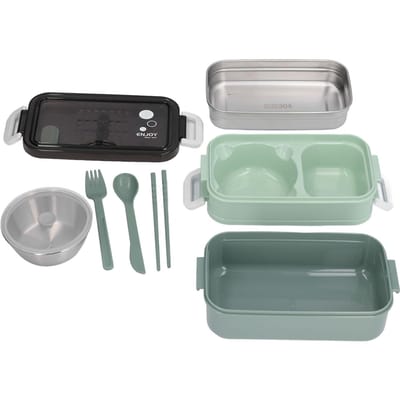 Lunchbox 2-laags Stapelbare Container Vouwgesp Roestvrij Staal Geïsoleerde Lunchbox Grasgroen L(for 6.5-9kg) groen