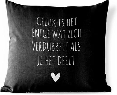Buitenkussen - Spreuken - Geluk is het enige wat zich verdubbelt - Quotes - 45x45 cm - Weerbestendig