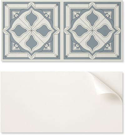 Esthetische vinyl wandbekleding met print, 100x50 cm, bloemenpatroon op tegels.