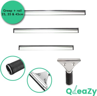 RVS Raamwisser | Raamtrekker met diverse afmetingen rails | 25cm, 35cm & 45cm | QleaZy