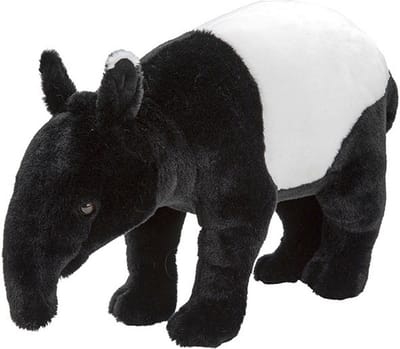 Nature Planet pluche zwart/witte tapir knuffel - 26 cm - Dieren knuffels - Speelgoed voor kinderen