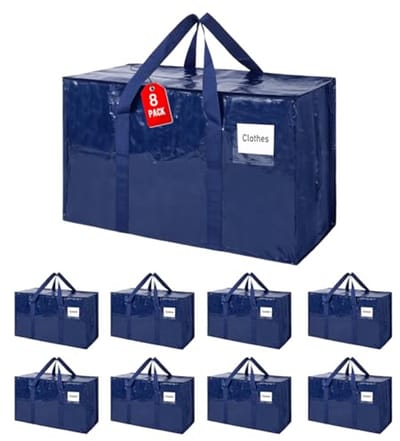 Extra Grote Verhuistassen 93 L - 8-Pack Opbergtassen voor Verhuizen en Opslag