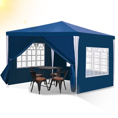 Partytent met Zijwanden – Paviljoen - Easy Up – 50+ UV Bescherming - 3x3m blauw