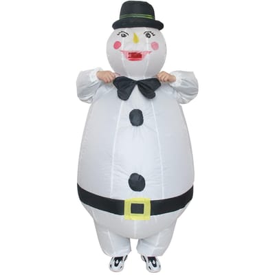 Opblaasbaar Kostuum Meneer Sneeuwpop, Volwassene 150-190cm wit