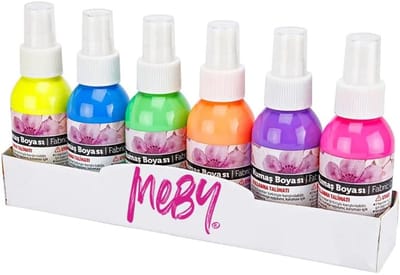 NEON Textielverf Spray Set – 6 Kleuren x 100 ml – Voor Lichte Stoffen – Fluorescerend Effect – Eenvoudig te Fixeren – Wasbaar tot 40°C – T-shirt Verf in Sprayflacons