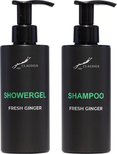 Douchepakket Fresh Ginger - Showergel + Shampoo - 300 ml per fles - bodycare - luxe fles - set van 2 stuks - Cadeau
