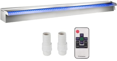 NordHaus Zwembadfontein - Zwembadwaterval - LED Waterval Spillway - 18 Instelbare LED Kleuren - RVS 304 90 cm Zilver