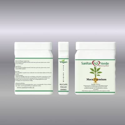 Sanitas Verde Maca Premium 1500 mg Rode Gele Zwarte Maca Energie Libido 90 Capsules
