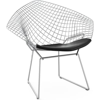 Knoll International - Bertoia Diamond Fauteuil - zwart - chroom hoogglans