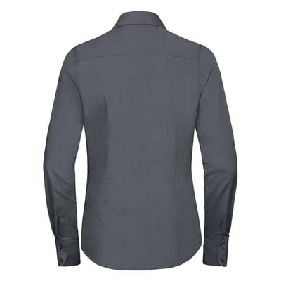 Russell Collection Dames/Dames Poplin met Lange Mouwen Formeel Overhemd (Konvooi Grijs)