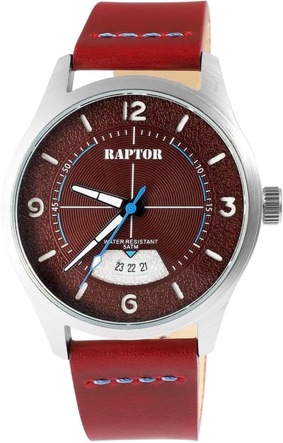 Raptor herenhorloge echt leer Falkor, datumaanduiding