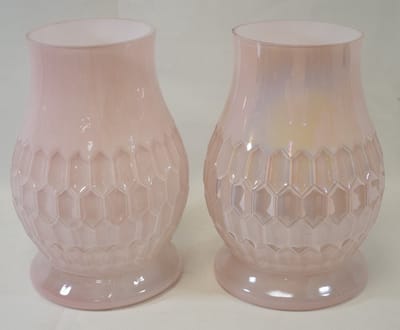 ZoeZo Design - 2 stuks - windlicht - kaarshouder - waxinelichtjeshouder - roze - olie effect - glas - H20 x Ø 13 cm
