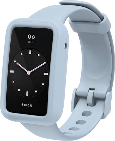 By Qubix - Siliconen sportbandje met case - Grijsblauw - Geschikt voor Xiaomi Smart Band 7 Pro / Mi Band 7 Pro bandje