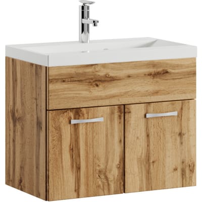 Badplaats Badkamermeubel Montreal 60 x 35 cm – Eiken – Wastafel met Onderkast
