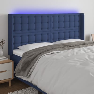 vidaXL - Hoofdbord - LED - 183x16x118/128 - cm - stof - blauw