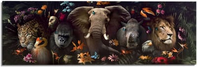 Schilderij Jungle Fantasie - 52 x 156 - Hout - REINDERS