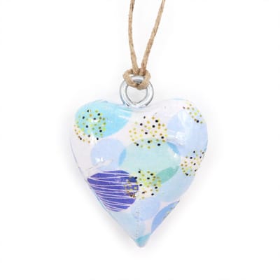 Klein decoratief houten hartje - Blauw abstract