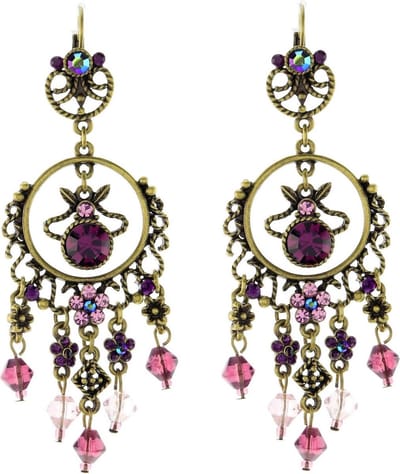 Behave - Oorhangers dames - Antiek goudkleur boho chic - Paars detail