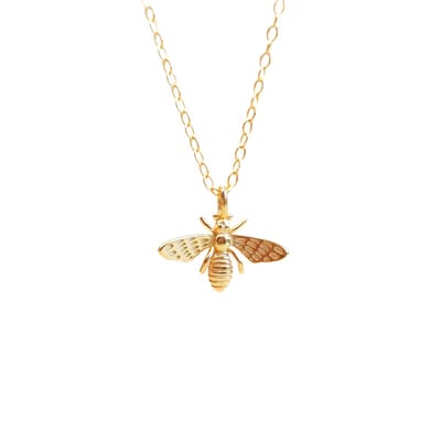 Ava & Imber | Bee Ketting Goud Vermeil | Verguld 925 Sterling Zilveren Ketting met Bij | Gouden Damesketting Goud Vermeil