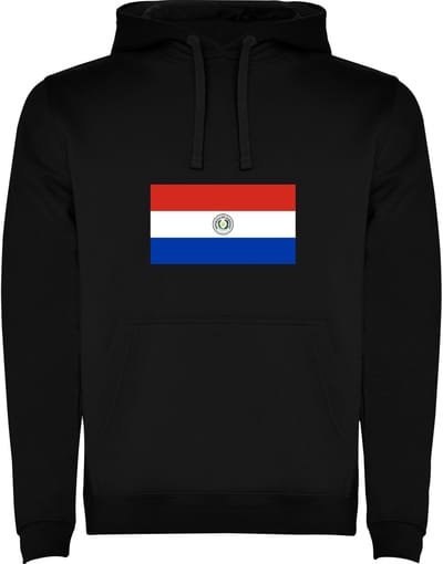 Zwarte unisex hoodie met Wereldse vlaggen het land Paraquay merk Roly maat M