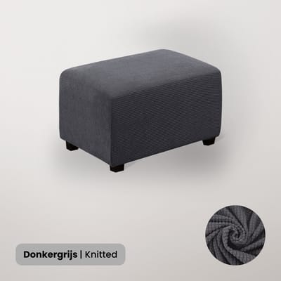 BankhoesDiscounter Knitted Hocker Hoes – Hocker Poef – Stretch – Poef Hoes – Hoekbank Met Hocker – Hoes Voor Poef – Maat L – Grijs