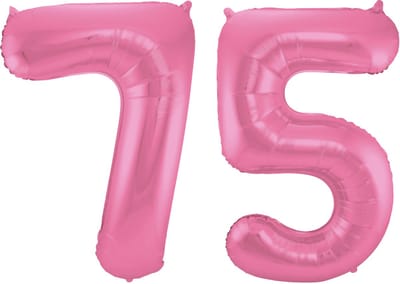 Folat Verjaardag Leeftijd folieballon - 75 jaar - roze - 86 cm - cijferballon groot
