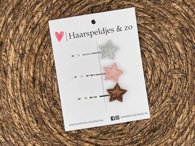 Bobby pin set 2 - schuifspeldje - haarspeldje - haarschuifje - kerst - glitters - zilver - roze - bruin - sterretjes
