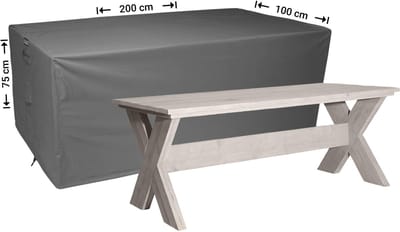 Raffles Covers Beschermhoes tuintafel - 200 x 100 H: 75 cm - D-RT200 - Waterdicht - Ademend - UV-bestendig - Elastisch rijgkoord - Beschermhoes tuinmeubelen