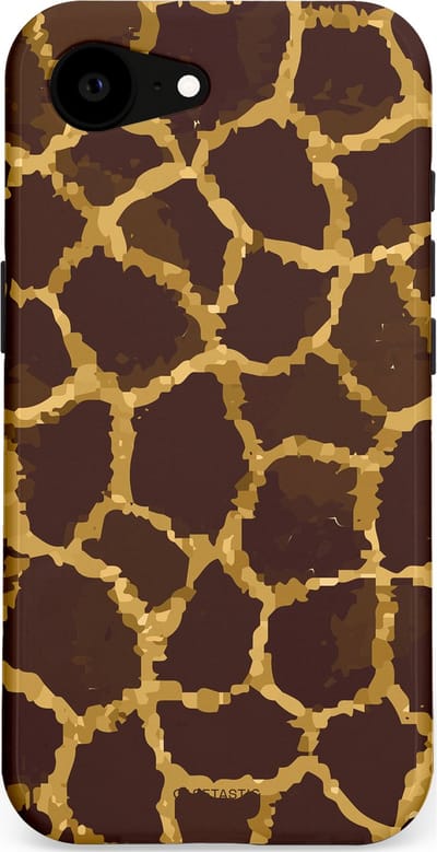 Casetastic hoesje geschikt voor Apple iPhone 16e / Apple iPhone 17e - MagSafe - Dubbellaagse bescherming - Afrikaanse Giraffenprint - Fashion Case - Zwart Bruin Goud Olijfgroen