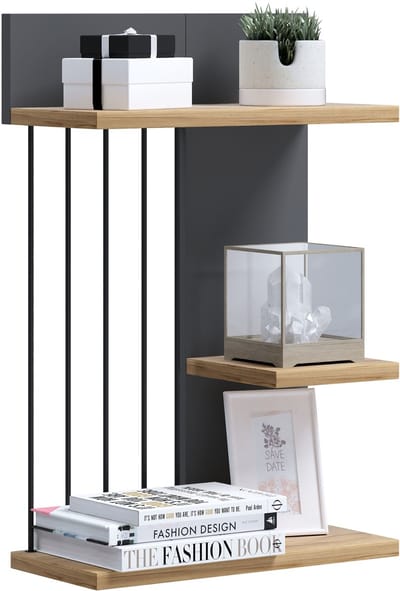 VCM Modernes Hängeregal aus Holz – platzsparendes Wandregal Dolira M, 60 x 40 x 19 cm, elegantes Aufbewahrungs- und Bücherregal für Wohnzimmer, Büro & Flur