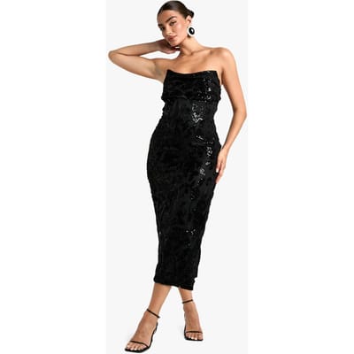 boohoo Dames Gestructureerde Corset Lace Demask Midaxi Jurk | Zwart | Maat: 36