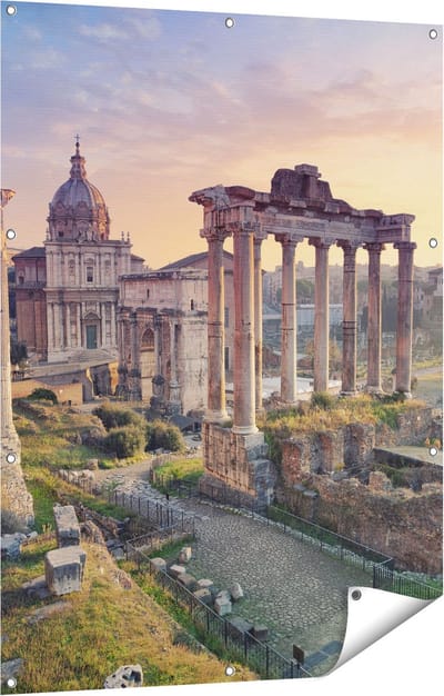 Gards Tuinposter Romeins Architectuur in Rome, Itali� - 90x120 cm - Tuindoek - Tuindecoratie - Wanddecoratie buiten - Tuinschilderij