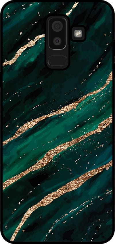 Smartphonica Telefoonhoesje Geschikt voor Samsung Galaxy J8 2018 met marmer opdruk - TPU backcover case marble design - Groen Goud geschikt voor Samsung Galaxy J8 2018