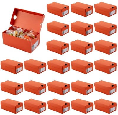 Dailygoods- Schoengeschenkdozen Mini - 24 Stuks - Sportthema - Bewerkbaar Etiket - Perfect voor Feestartikelen - Hoogwaardig Papier - 12x6,5x5 cm - Cadeaudozen