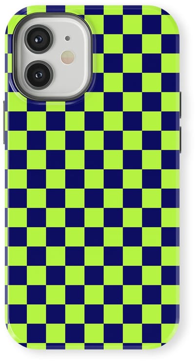 Design Hoesje geschikt voor iPhone 12 Mini | Geschikt Voor Mag | Tiny Squares Checkered Print | Backcover geschikt voor iPhone 12 Mini Acid Grid