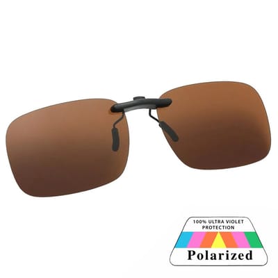 Fako Sunglasses - Clip On Voorzet Zonnebril In Box - Overzet Clip-on - Polariserend - Polarized - Medium - 135x40mm - Bruin