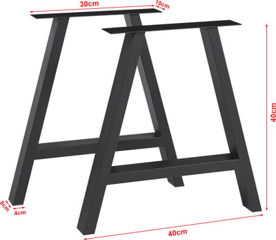 Stalen onderstel Eschau set van 2 tafelpoot 40x40 cm zwart [en.casa]