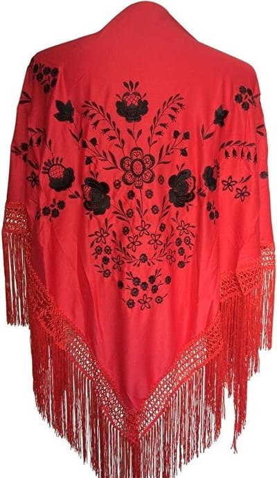 La Señorita - Spaanse manton - omslagdoek - rood zwart Large