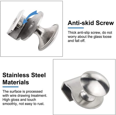 Dailygoods- Deurklink Roestvrij Staal - Glazen Deurklink - Antislip - 4 Stuks - Voor 5-6 mm Glas - Eenvoudig Te Monteren - Deurgrepen