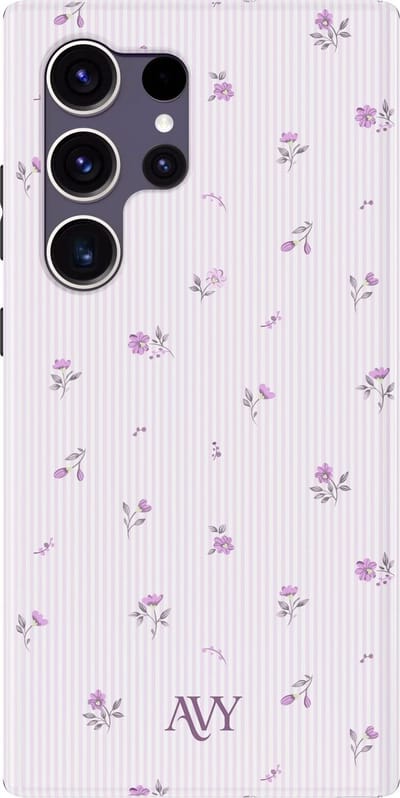 AVY Hoesje geschikt voor Samsung Galaxy S24 Ultra | Lila Dream | Bloemen | Paars | Hard Shell Back Cover | Compatibel met MagSafe & Qi2