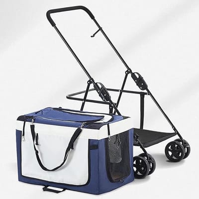Hondenbuggy - Reisbuggy - Huisdier Vervoer - Opvouwbaar Lichtgewicht Frame - 95x71x56 cm - Blauw