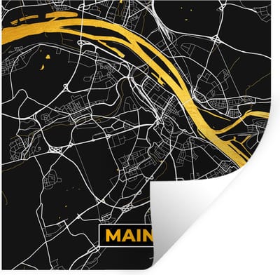 Muurstickers - Sticker Folie - Mainz - Stadskaart - Plattegrond - Kaart - Duitsland - Goud - 100x100 cm - Plakfolie - Muurstickers Kinderkamer - Zelfklevend Behang XXL - Zelfklevend behangpapier - Stickerfolie