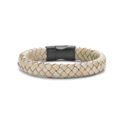 Frank 1967 bracelet light grey braided leather 20cm ipb