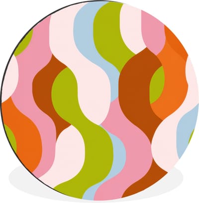 WallCircle - Wandcirkel - Muurcirkel - Abstract - Vormen - Roze - Aluminium - Dibond - 30x30 cm - Binnen en Buiten