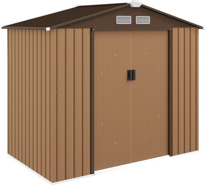 Clruro Tuinhuis - 213 x 130 x 185 cm - met schuifdeuren en ventilatie - Staal - Bruin