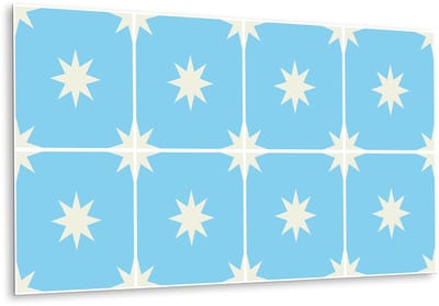 Tulup PVC Wandpaneel - Geometrische Ster Vinyl Wandpaneel - 100 cm x 50 cm - Blauw Wandbekleding Vinyl - 1 stuk - Zelfklevende Wandbekleding - Mozaïek Wandpaneel - PVC Wandpaneel - Plaktegels Keuken en Badkamer