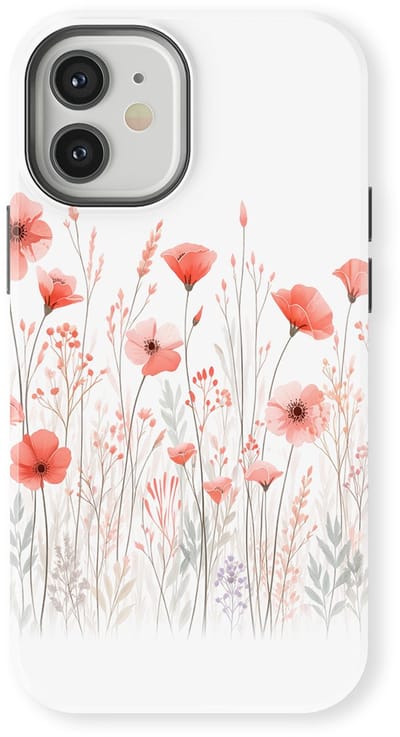 Bloemen Design Hoesje geschikt voor iPhone 12 Mini | Flower Print Tough Case met Mag | Shockproof | Bloemen Motief Backcover geschikt voor iPhone 12 Mini Blush Border