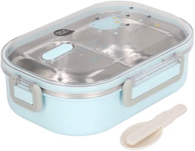 Dailygoods- Lunchbox RVS - Luchtdichte Thermische Lunchbox - 2 Vakken - Voedselveilig - Waterdicht - 21,5 x 15 x 6,5 cm - Maaltijdcontainer