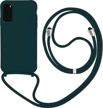 HB Hoesje Geschikt voor Samsung Galaxy S20 FE - Groen - Siliconen Back Cover met Koord - Telefoonhoesje met Koord - Crossbody Lanyard Cord Case