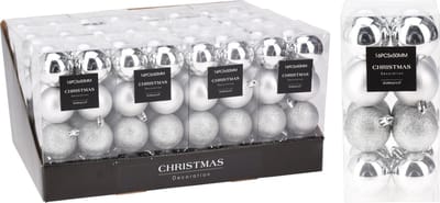 Kerstballen Set 16 Stuks - Zilver Glitter & Glaslook